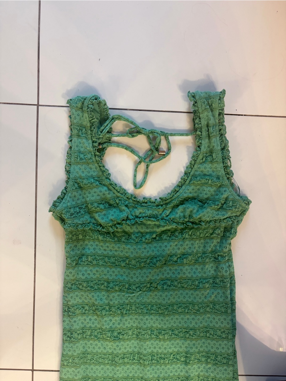 Green Patterned Knit Midi Dress
